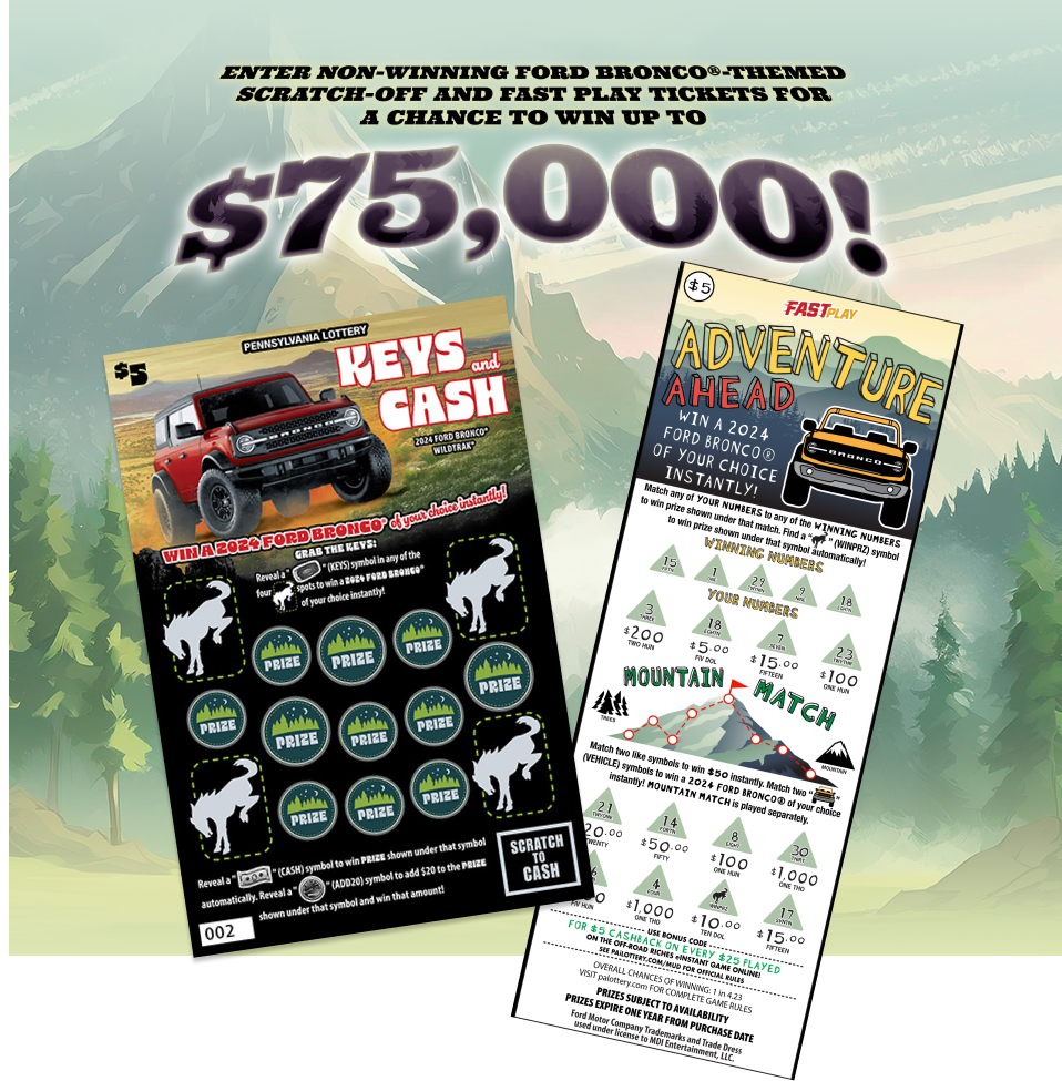 Enter Non-Winning Ford BRONCO®~themed Scratch-Off and Fast Play tickets ...